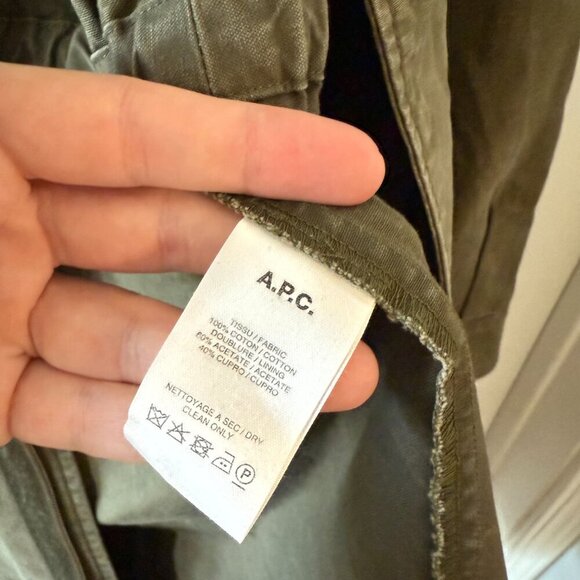 A.P.C. Khaki Mount Parka Size 36 Color Green - Picture 3 of 5